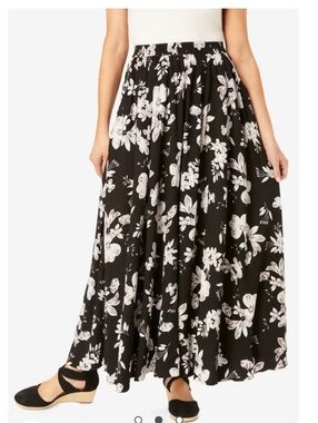 Woman Within Pull-on Elastic Waist Maxi Skirt